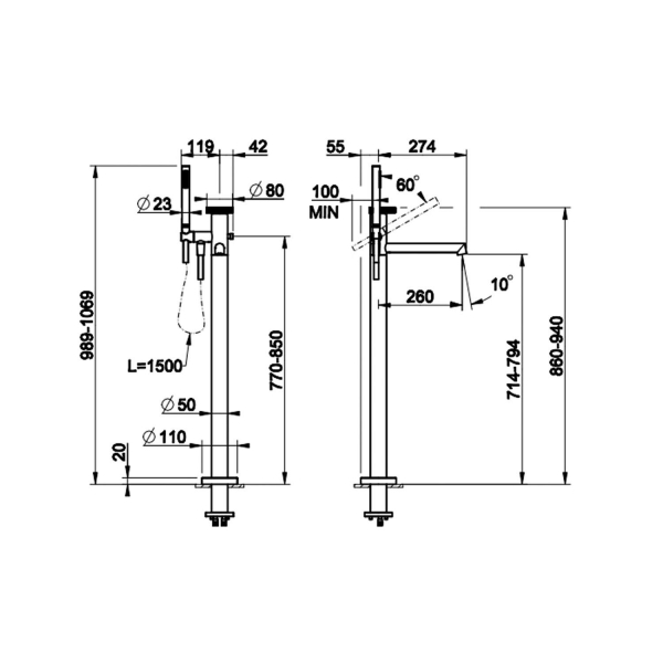 Смеситель для ванны GESSI Anello 63328#031