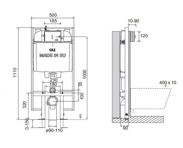 Инсталляция для унитазов OLI Plus sanitarblok S90 601803