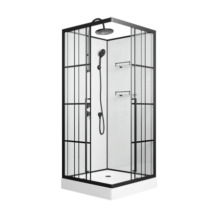 Душевая кабина NIAGARA Standart 90x90x225 L профиль черный матовый, стекло с рисунком клетка