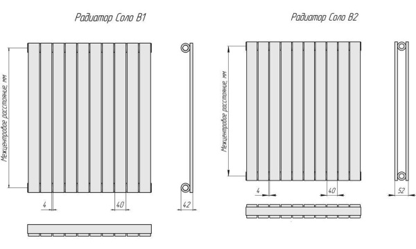 Радиатор KZTO Соло В-2 15С 66/53 НП белый