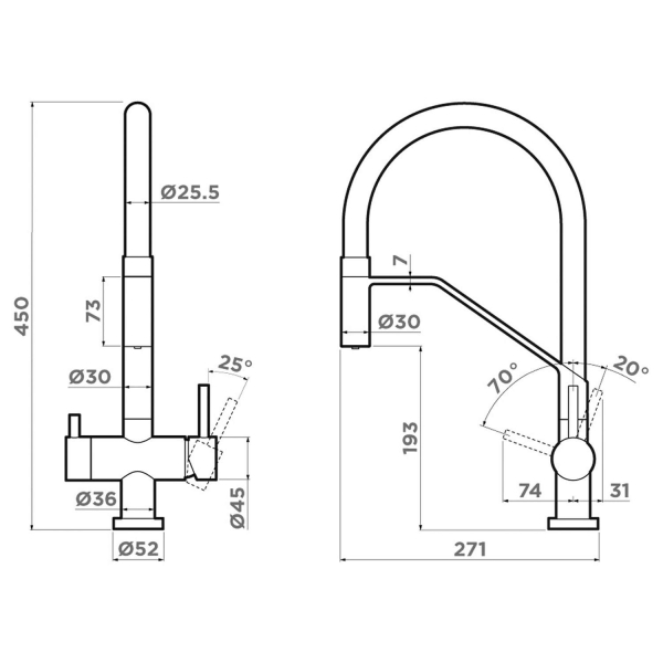 Смеситель для кухни OMOIKIRI Akeno-GB-BL с подключением фильтра 4994547 графит
