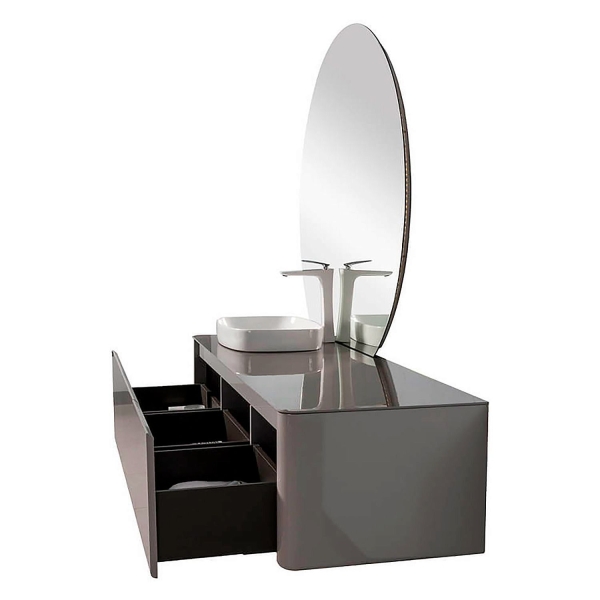 Тумба с раковиной BLACK&WHITE Universe 160 L светло-серая