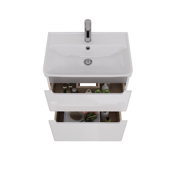 Тумба с раковиной LEMARK Buno 60 белый/серый матовый