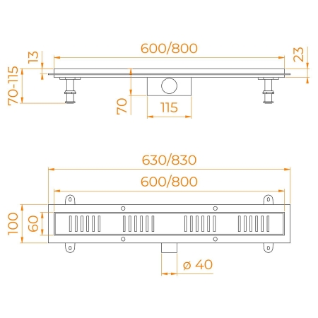 Дренажный канал RGW SDR-34B 60 с решеткой