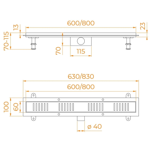 Дренажный канал RGW SDR-34B 60 с решеткой