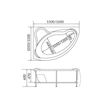 Панель фронтальная для ванн 1 MARKA Catania 160x57