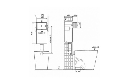 Cмывной бачок скрытого монтажа OLI Quadra 720002