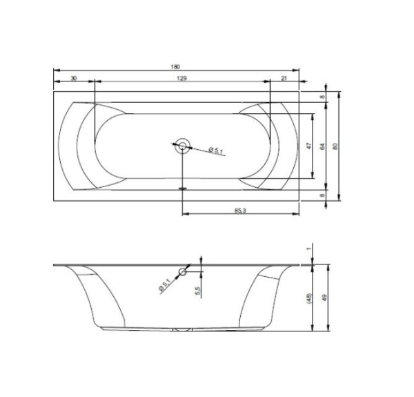 Акриловая ванна RIHO Linares 180х80 R