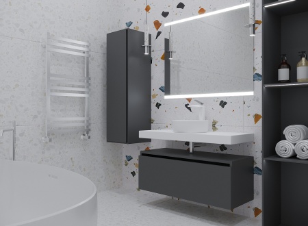 Тумба под раковину ARMADI ART Flat 80 антрацит глянец