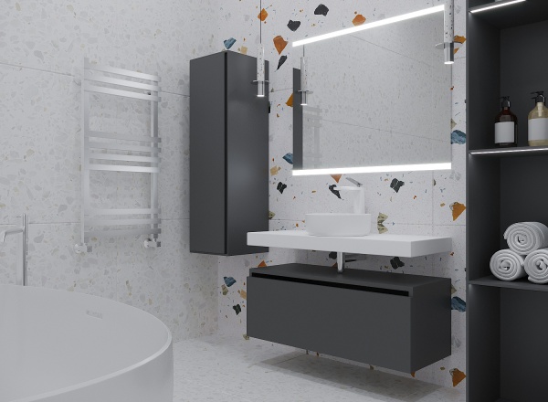 Тумба под раковину ARMADI ART Flat 80 антрацит глянец