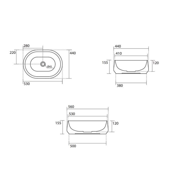 Раковина KERASAN F10 56 матовый