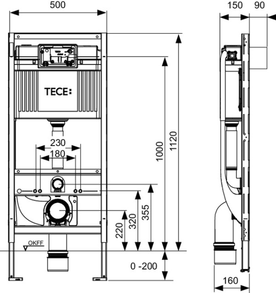 Инсталляция для унитазов TECE TECEprofil 9300379