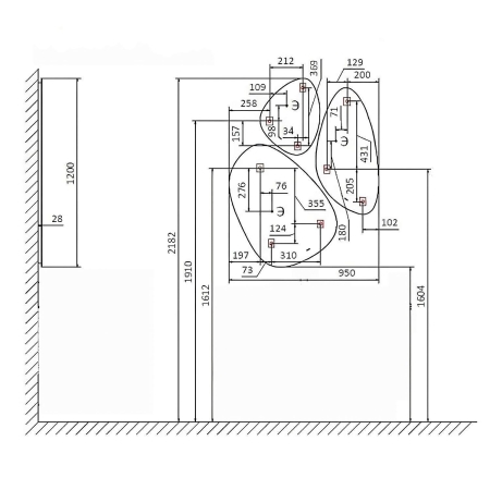 Зеркало JORNO Stone с подсветкой комплект 3 штуки 80