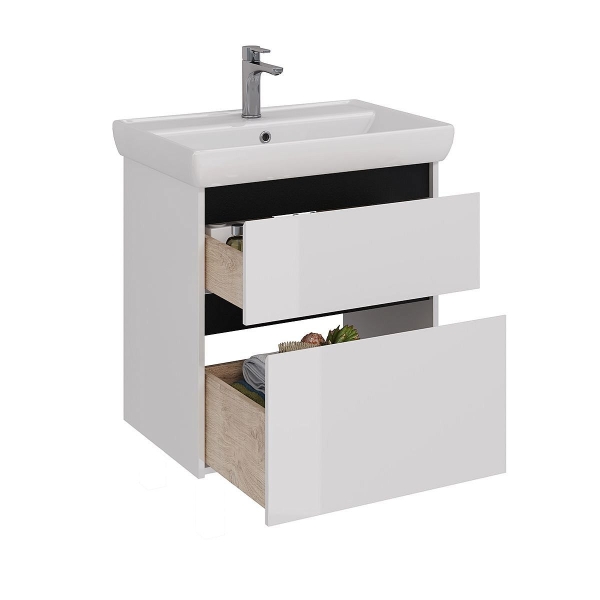 Тумба с раковиной LEMARK Combi 70 белый/черный матовый