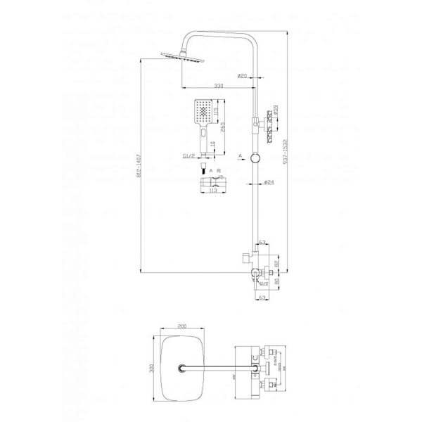 Душевая стойка BELBAGNO Acqua ACQUA-DOCM-CRM