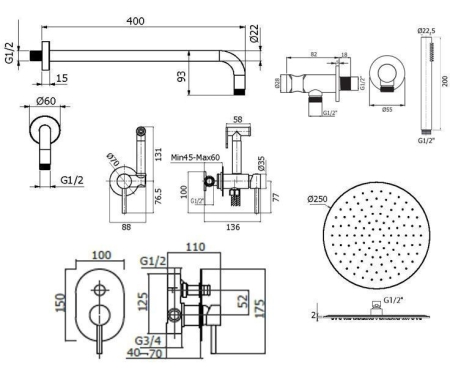 Душевой комплект PLUMBERIA Ixo KITZXO15CR