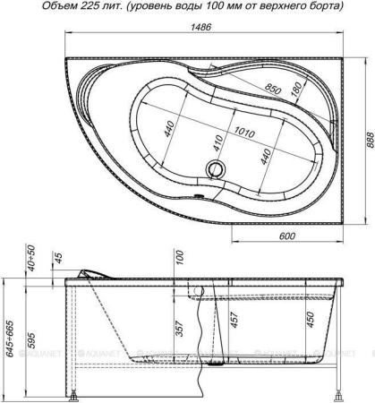 Панель фронтальная для ванн AQUANET Graciosa R 150 черная