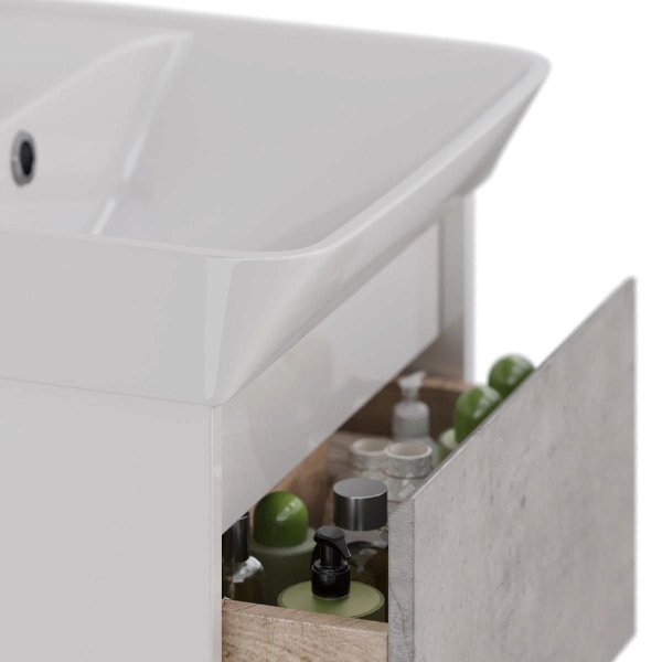 Тумба с раковиной LEMARK Combi 50 бетон/белый