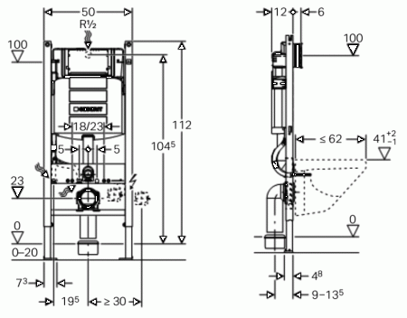 Инсталляция для унитазов GEBERIT Duofix Платтенбау Sigma 12 111.362.00.5