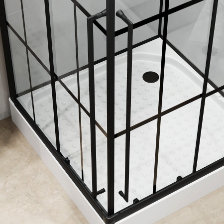 Душевая кабина NIAGARA Standart 90x90x225 L профиль черный матовый, стекло с рисунком клетка