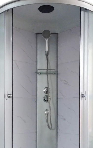 Душевая кабина AQUAPULSE 4002E fabric white marble 90×90×220 стекла матовые