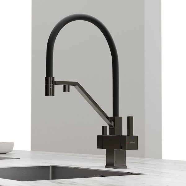 Смеситель для кухни SANCOS Loro с гибким изливом и подключ. фильтра SC4007GG вороненая сталь