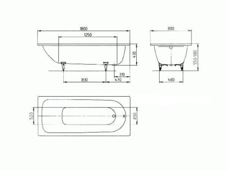 Стальная ванна KALDEWEI Saniform Plus мод. 375-1, 180х80 Easy Clean
