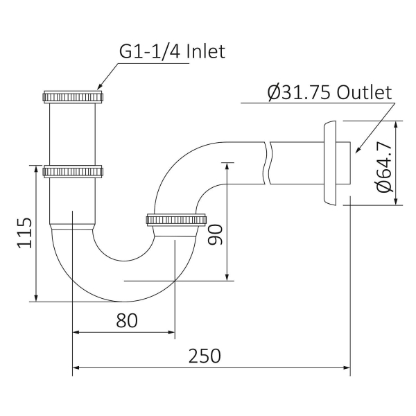 Сифон для раковины TIMO 961/17L Gold matte