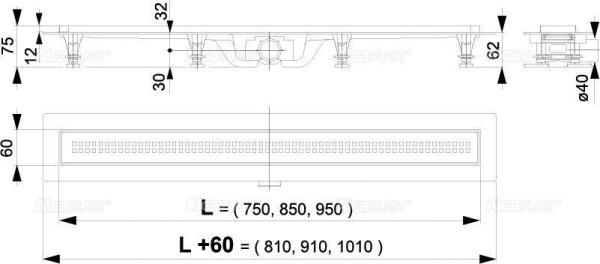 Дренажный канал ALCAPLAST APZ9-850M с решеткой