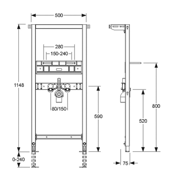 Инсталляция для раковин MEPA VariVIT 521006