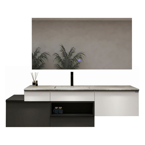 Тумба с раковиной BLACK&WHITE Gravity 180 белый/серый матовый