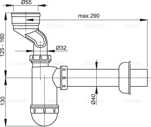 Сифон для писсуара ALCAPLAST A45A