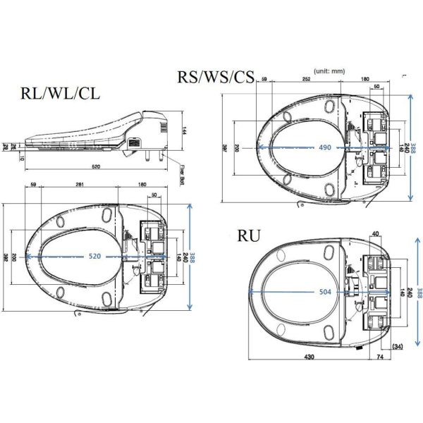 Электронная крышка биде SENSPA JK-800WS