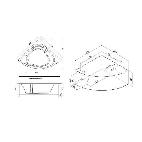 Каркас AQUANET Bali 150x150