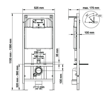 Инсталляция для унитазов BERGES Novum L6 кнопка черная