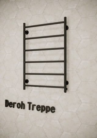 Полотенцесушитель эл. DEROH Treppe 6П 60/80 левое скрыт. подключ., 87 Вт черный мат.