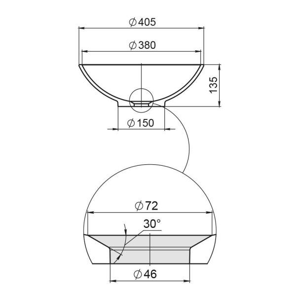 Раковина RADOSTONE Sfera 40 белый-зеленый матовый