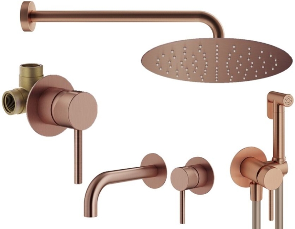 Душевой комплект PLUMBERIA Ixo KITZXO01RS210 медь брашированная