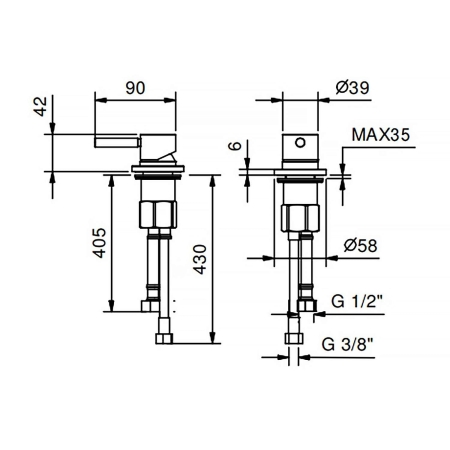 Смеситель на борт ванны FANTINI Nostromo 50 13 E895 черный матовый