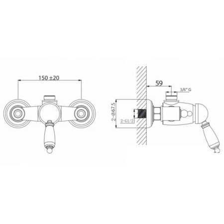 Смеситель для душа CAPRIGO Adria Uno 02-517-vot бронза матовая