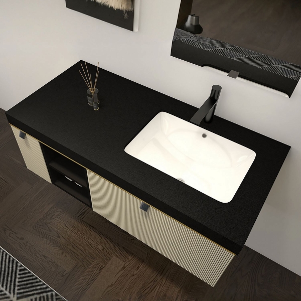 Тумба с раковиной BLACK&WHITE Gravity 120 золото/черный матовый