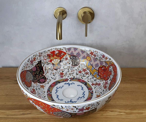Раковина BRONZE DE LUXE Festival 40 красный орнамент