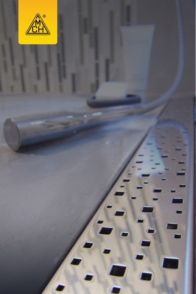 Дренажный канал MCH Square CH 750/50 SN с решеткой, бок. сливом и нерж. рамкой, D50