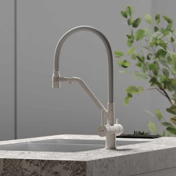Смеситель для кухни SANCOS Dora с гибким изливом и подключ. фильтра SC4003MW белый матовый