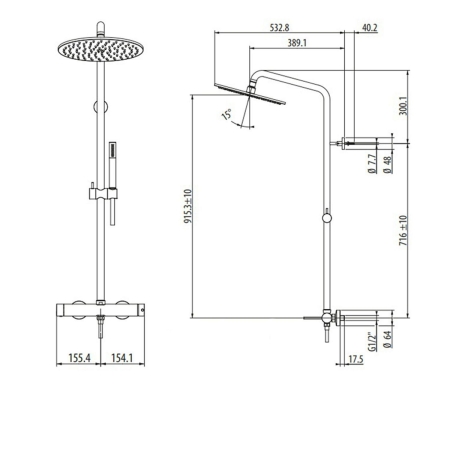 Душевой комплект GATTONI Circle Two 9095/PDC0