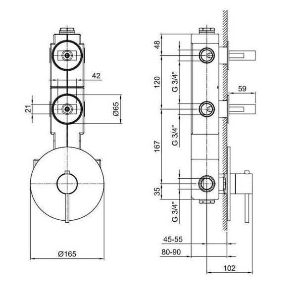 Смеситель для душа FANTINI Venezia с термостатом 29 02 N202SB