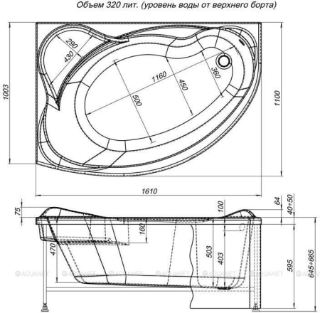 Панель фронтальная для ванн AQUANET Jamaica 160 L черная