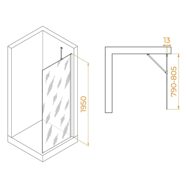 Перегородка для душа RGW Walk In WA-110Gb 80х195
