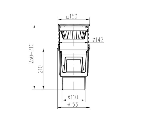 Трап MCH 827 V Li 15x15 с воротником