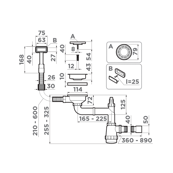 Сифон для мойки OMOIKIRI WK-1-LG светлое золото